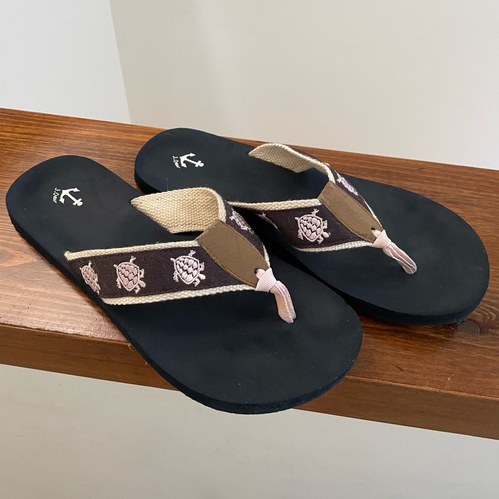 J Crew turtle flip flops size 7